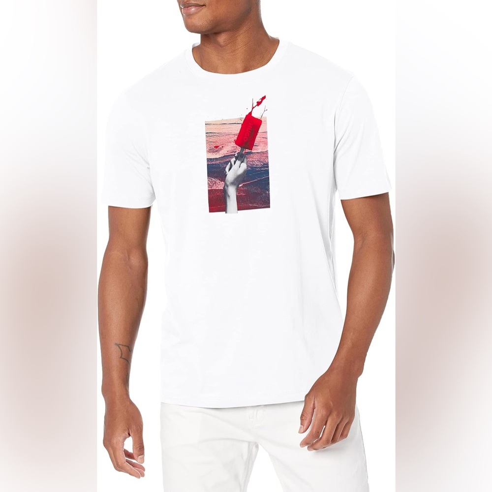 Hugo Boss Men's "Domauw" Crewneck Graphic Short Sleeve T-Shirt